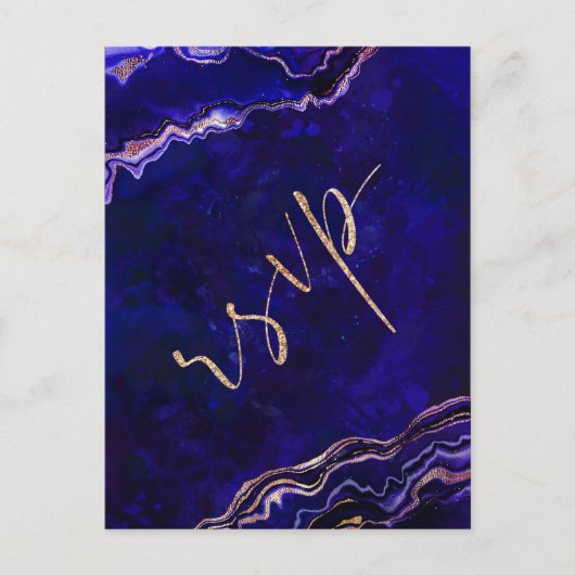 Waterverf Geode Modern Calligraphy Wedding RSVP Briefkaart (Voorkant)