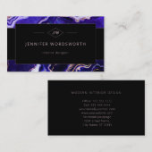 Waterverf Geode Modern Geometric Paars Black Visitekaartje (Voorkant / Achterkant)