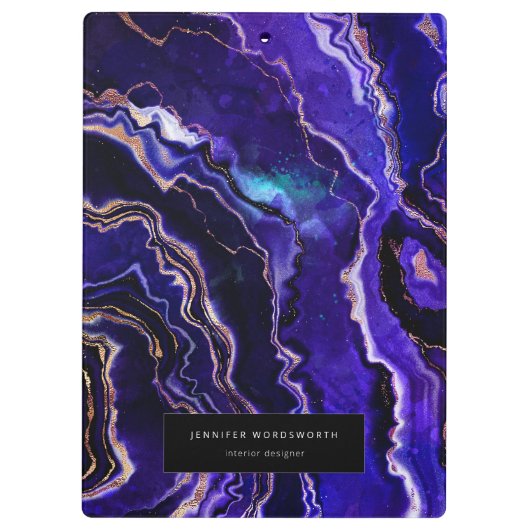 Waterverf Geode Modern Professional Paars Agate Klembord (Achterkant)