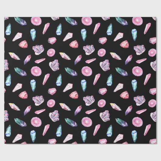 Waterverf Geoden en kristallen Patroon Cadeaupapier (Vlak)