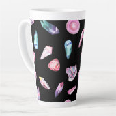 Waterverf Geoden en kristallen Patroon Latte Mok (Linkerhoek)