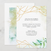 Waterverf Geometric Birthday Party Kaart (Voorkant / Achterkant)