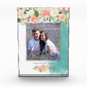 Waterverf Geometric Blush Pink Floral Wedding Fotoblokken (Voorkant)