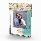 Waterverf Geometric Blush Pink Floral Wedding Fotoblokken (Rechts)