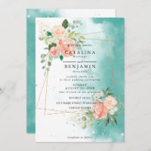 Waterverf Geometric Blush Pink Floral Wedding