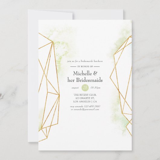 Waterverf Geometric Crystal Bridesmaids Luncheon Kaart (Voorkant)