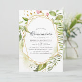Waterverf Geometric Crystal Greenery Quinceañera Kaart (Staand voorkant)