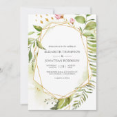 Waterverf Geometric Crystal Greenery Wedding Kaart (Voorkant)