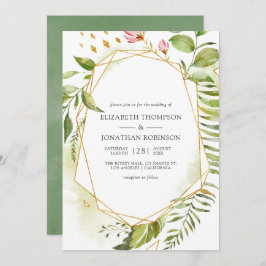 Waterverf Geometric Crystal Greenery Wedding Kaart