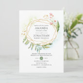 Waterverf Geometric Crystal Greenery Wedding Kaart (Staand voorkant)