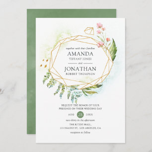 Waterverf Geometric Crystal Greenery Wedding Kaart