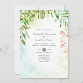Waterverf Geometric Crystal Greenery Wedding Kaart (Voorkant)