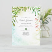 Waterverf Geometric Crystal Greenery Wedding Kaart (Staand voorkant)