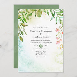 Waterverf Geometric Crystal Greenery Wedding Kaart
