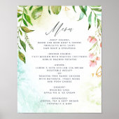 Waterverf Geometric Crystal Greenery Wedding Menu Poster (Voorkant)