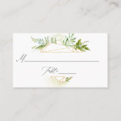 Waterverf Geometric Crystal Greenery Wedding Plaatskaartje (Voorkant)