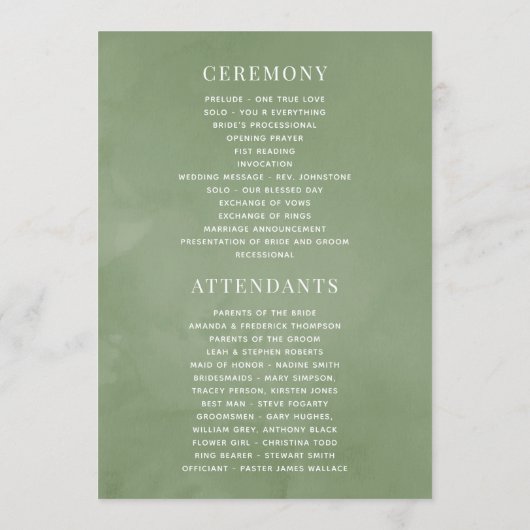 Waterverf Geometric Crystal Greenery Wedding Programmakaart (Achterkant)