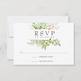 Waterverf Geometric Crystal Greenery Wedding RSVP Kaartje