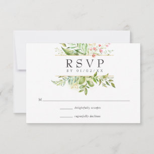 Waterverf Geometric Crystal Greenery Wedding RSVP Kaartje