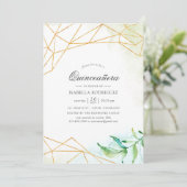 Waterverf Geometric Crystal Quinceañera Kaart (Staand voorkant)