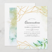 Waterverf Geometric Crystal Quinceañera Kaart (Voorkant / Achterkant)