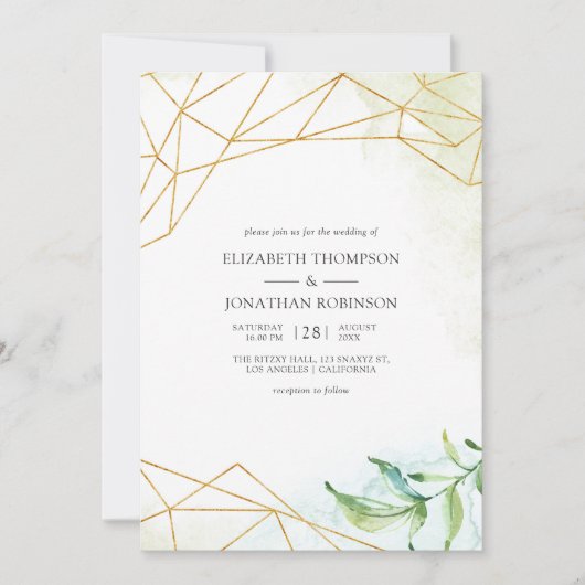 Waterverf Geometric Crystal Wedding Kaart (Voorkant)