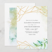 Waterverf Geometric Crystal Wedding Kaart (Voorkant / Achterkant)