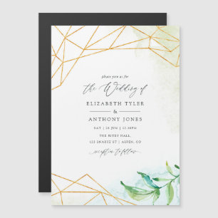 Waterverf Geometric Crystal Wedding Magnetische Uitnodiging