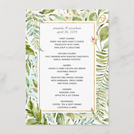 Waterverf Geometric Crystal Wedding Menu (Voorkant)