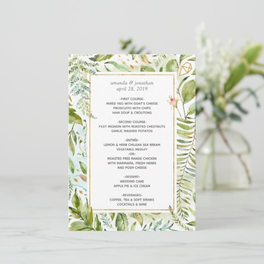 Waterverf Geometric Crystal Wedding Menu (Staand voorkant)