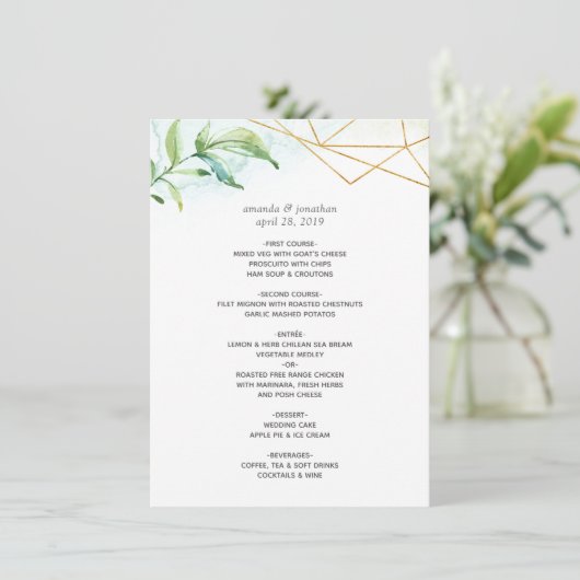 Waterverf Geometric Crystal Wedding Menu (Staand voorkant)
