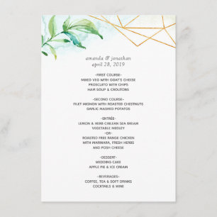 Waterverf Geometric Crystal Wedding Menu