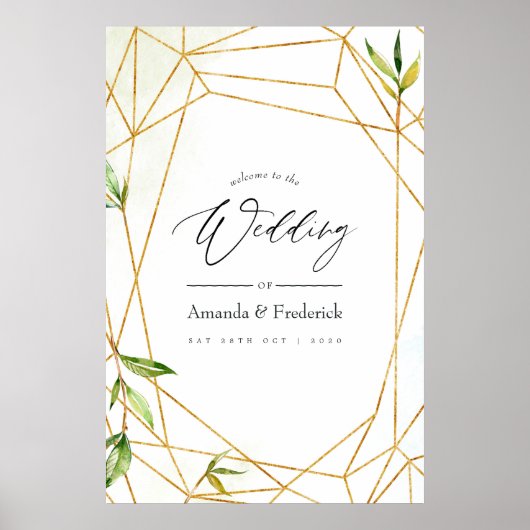 Waterverf Geometric Crystal Wedding Poster (Voorkant)