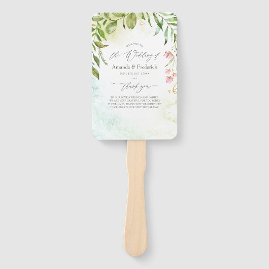 Waterverf Geometric Crystal Wedding Program Handwaaier (Voorkant)