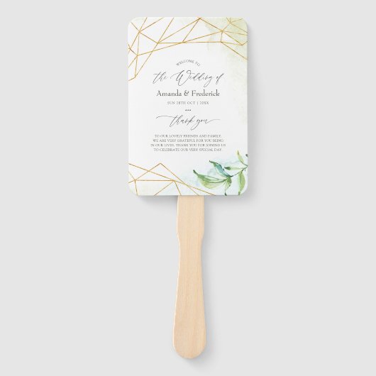 Waterverf Geometric Crystal Wedding Program Handwaaier (Voorkant)