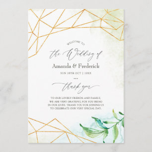 Waterverf Geometric Crystal Wedding Programmakaart