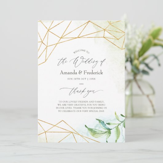 Waterverf Geometric Crystal Wedding Programmakaart (Staand voorkant)