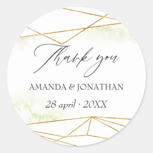 Waterverf Geometric Crystal Wedding Ronde Sticker (Voorkant)