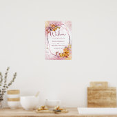 Waterverf Geometric Floral Fall Weddenschap Welkom Poster (Keuken)