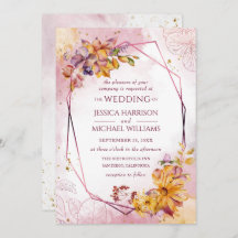 Waterverf Geometric Floral Herfst Marsala Wedding