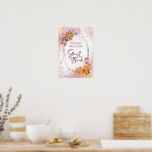 Waterverf Geometric Floral Herfst Marsala Wedding Poster (Keuken)