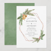 Waterverf Geometric Holly Jolly Kerstbruiloft Kaart (Voorkant / Achterkant)