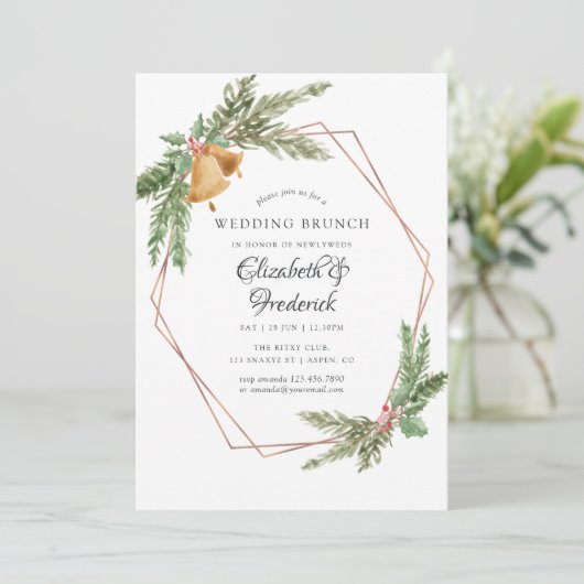 Waterverf Geometric Kerstbruiloft Brunch Kaart (Staand voorkant)