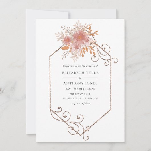 Waterverf Geometric Terracotta Wedding Kaart (Voorkant)