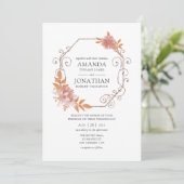 Waterverf Geometric Terracotta Wedding Kaart (Staand voorkant)
