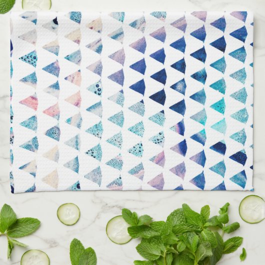 Waterverf geometrie theedoek (Gevouwen)