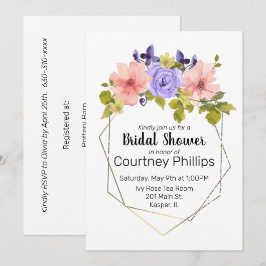 Waterverf Geometrisch Gold-Lijst met ventilator Kaart (Voorkant / Achterkant)