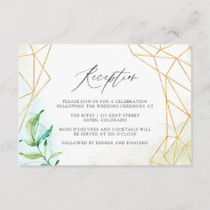 Waterverf Geometrisch Kristal Bruiloft Receptie Informatiekaartje