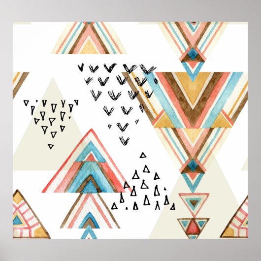 Waterverf Geometrisch Naadloos: Tribal Style. Poster (Voorkant)