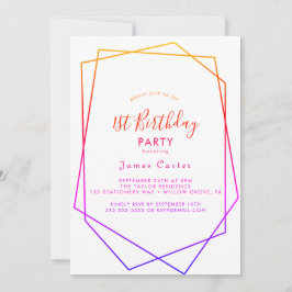 Waterverf Geometrische 1e Verjaardag Uitnodiging